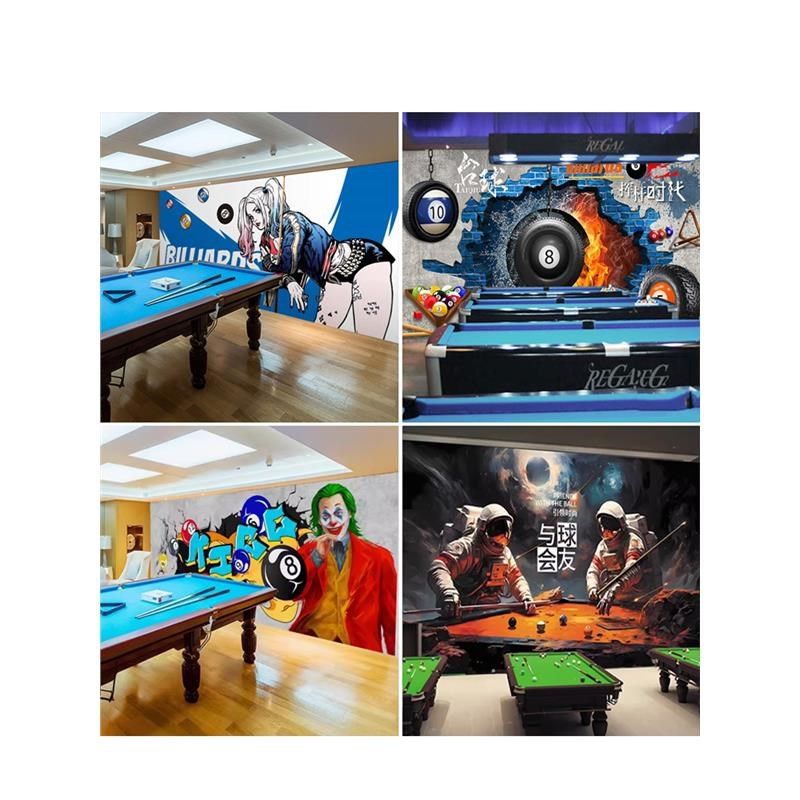 台球厅麻将定制壁纸桌球健身房背景墙纸设计棋牌室斯诺克装饰壁画