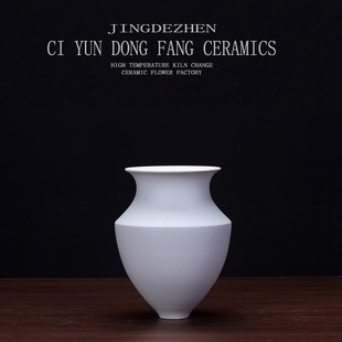陶罐陶瓷花瓶摆件民宿素烧粗陶干花盆陶泥大口径陶艺素陶白瓷摆件