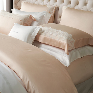 MINE/寐0支天丝蕾丝床上四件纯色素色高端家纺床笠 克拉