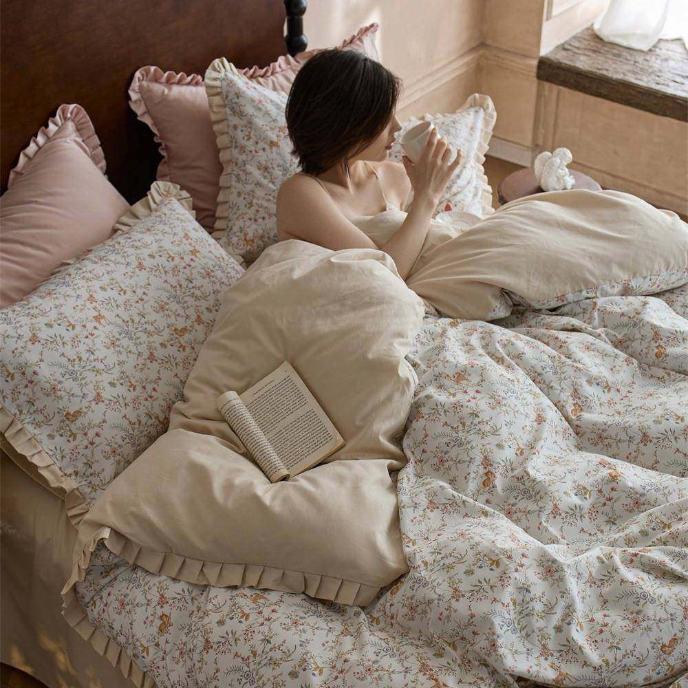 超柔全棉磨毛花边四件套件小清新碎花纯棉被套床单轻奢少女心床品,鲜花速递/花卉仿真/绿植园艺,割草机/草坪机,淘宝优惠券,粉丝福利购,淘宝优惠卷