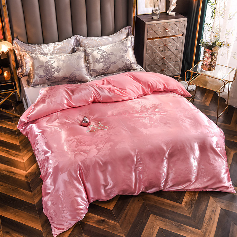 欧式全棉粉色被单件纯色贡缎提花单人纯罩1.5米1.8米2米,床上用品,被套,淘宝优惠券,粉丝福利购,淘宝优惠卷