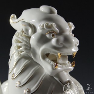 温润如玉貔貅摆件大号有一对陶瓷工艺品办公室招财皮丘店铺摆设