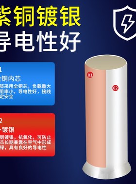 EN管型接线端子紫铜连接管en08/18铜接头裸端子铜鼻子接线头