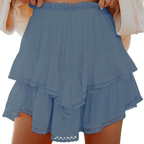 Womens Floating Shorts Casual Boho Ruffles Casual Skirt Hig