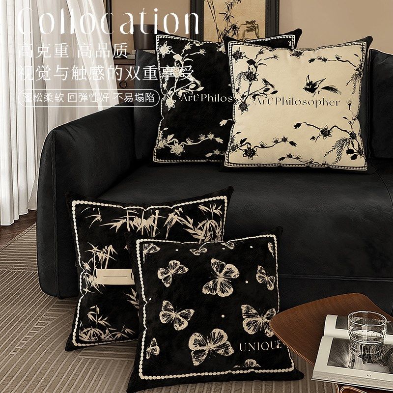 中古风抱枕高级感客厅沙发靠枕腰枕床头飘窗靠背靠垫可拆洗枕