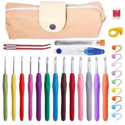 38pcs/setf Crochet Hooks Set Crochet LargeEye Blunt Yarn Wea