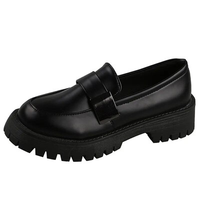 Womens Derby Shoes Black Flats British Style Casual Female S