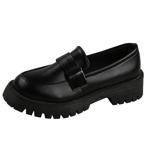 Womens Derby Shoes Black Flats British Style Casual Female S