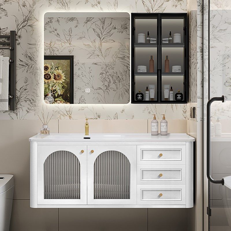 法式复古圆角洗手盆柜陶瓷一体黑色烤漆202年新款浴室柜