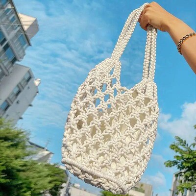 Summer Beach Bag For Women Meh Rope Knitted Bucket Shoulder