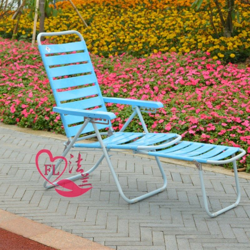 躺椅折叠椅塑料靠睡椅红钻王蓝白胶沙滩椅午休懒人舒适休闲椅