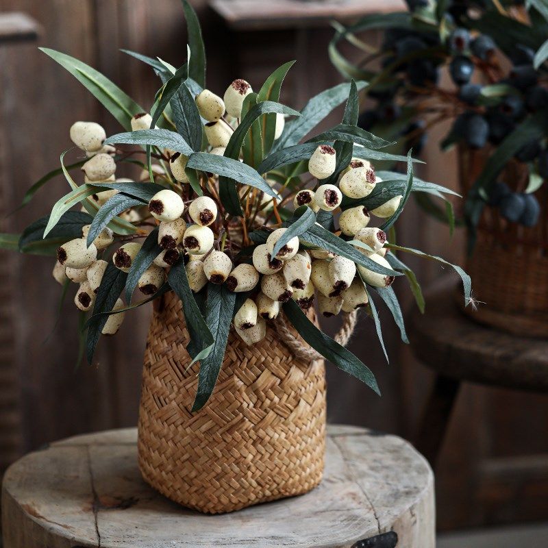 仿真把束桉树果仿真花假花果子客厅插花装饰品高级感逼真花艺摆设