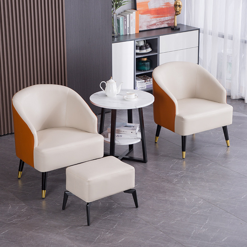 现代时尚会客单人沙发茶几三件套酒店办公洽谈接待休息区桌椅组合