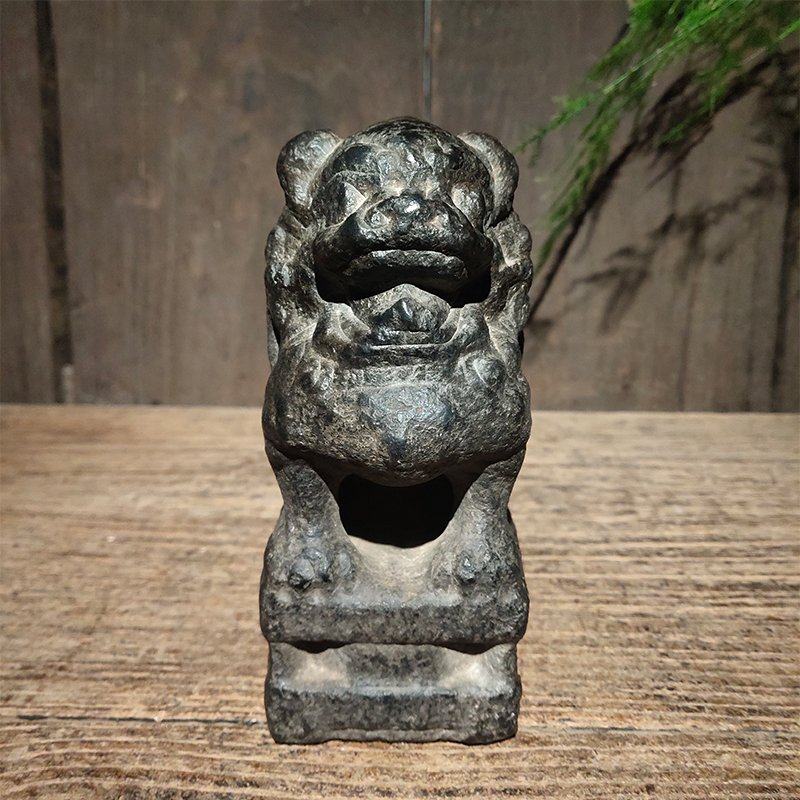古董古玩老石雕旧石器仿古山西青石风化老皮狮子复古陈设装饰摆件