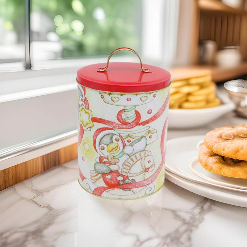 马口铁曲奇饼干铁罐糖果金属圆桶手挽铁罐礼品收纳储物手提铁盒