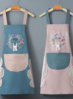 一件起批pvc围裙定制厨房家用高颜值女防水防油半身围腰做饭袖套