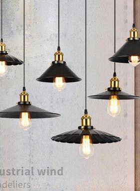 loft吊灯铁艺复古黑色现代灯简约餐厅吧台灯单头工业风酒店工程灯
