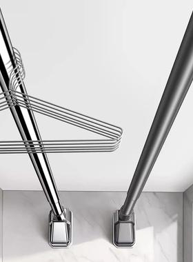 免打孔伸缩晾衣杆侧装阳台晾衣架墙上固定单杆卫生间不锈钢挂衣杆