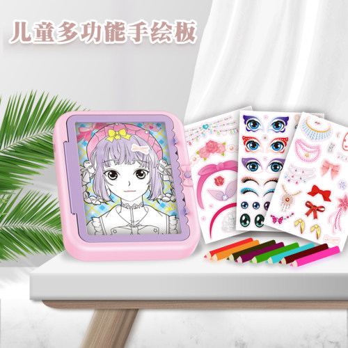 儿童拷贝台磁性灯光绘画板填色画画diy手绘板女孩玩具卡通贴纸