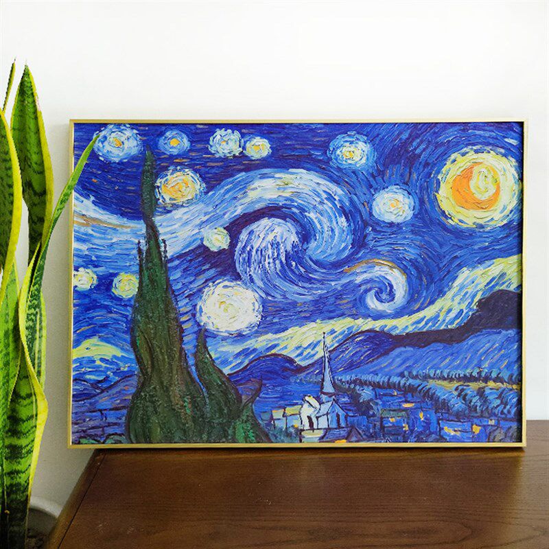 星空梵高油画抽象名画有框装饰画防水挂画客厅壁画沙发背景墙单幅