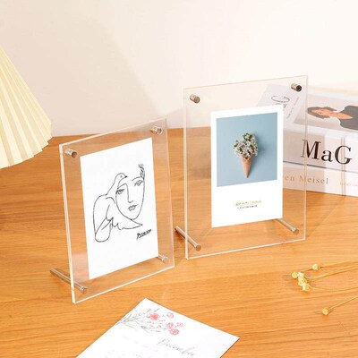 acrylic photo frame set with print photo crystal plexiglass