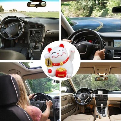 Solar Lucky Cat Waving Arm Fortune Cat Statue Decorations Lu