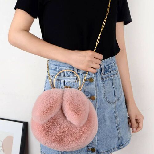 Cute Plush Rabbit Crossbody Bags for Women Korean Version Cu
