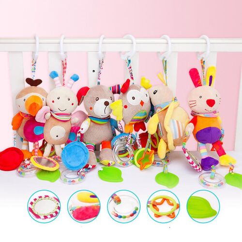 Newborn Baby Plush Stroller Toys Baby Rattles Mobiles Cartoo