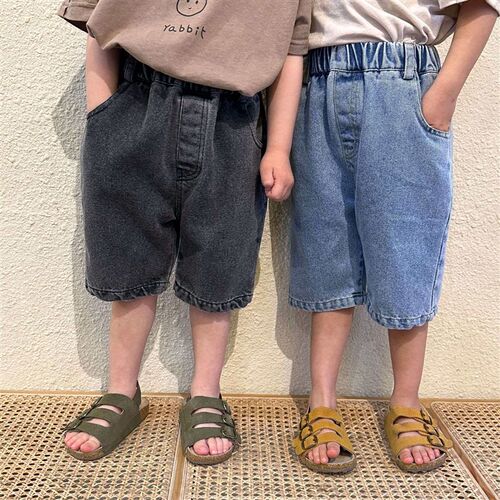 Childrens Denim Shorts Outer Wear Girls Casual Boys Five-p