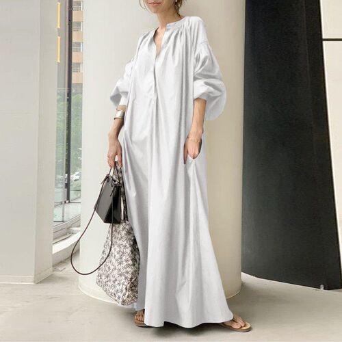 2025 tton And Linen Dress Japanese Simple Loose Casual Dress