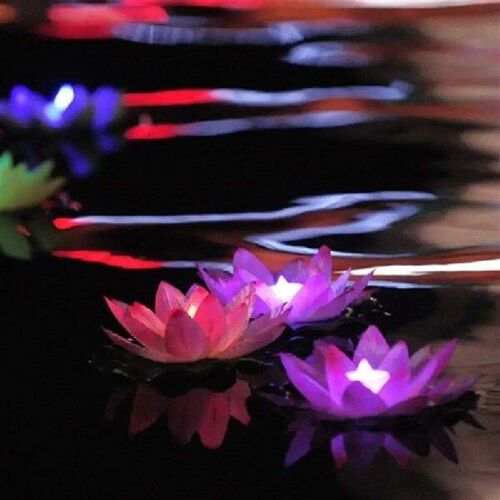 LED Floating Lotus Flower Lamps On Water Swimming Pool