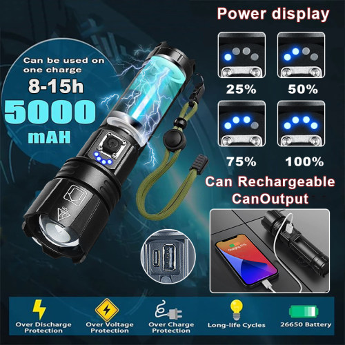 Most Powerful LED Flashlight USB Rechargeable Torch Light Hi