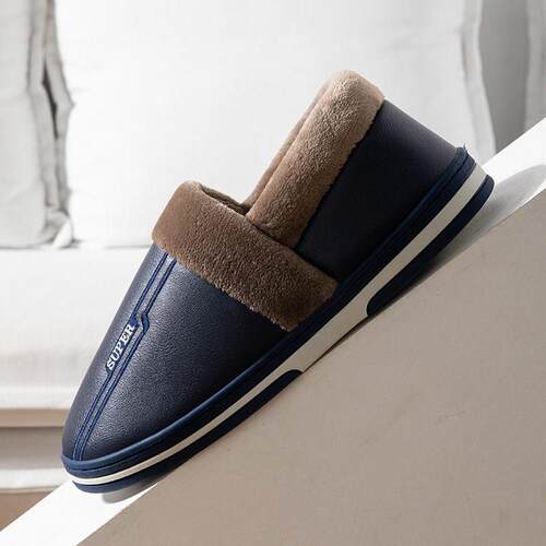 Extra Large Size 47 Bag Cotton Shoes Mens Pu Leather Slippe