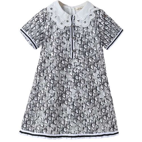 Childrens Wear Girls Lace Dress Summer Retro Big Children