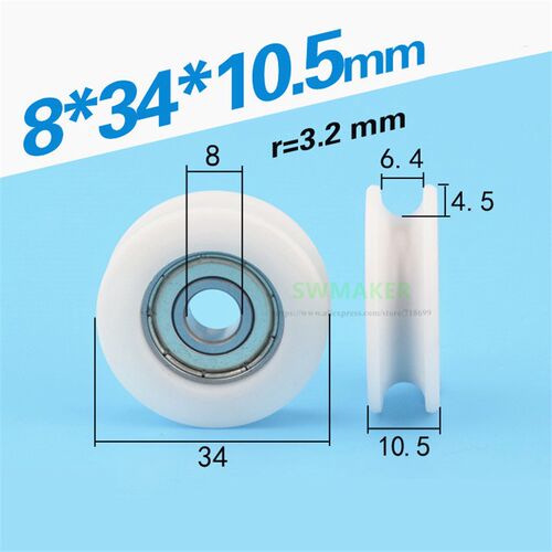 SWMAKER 1pcs 8*34*10.5mm plastic bearing pulley / roller, ba