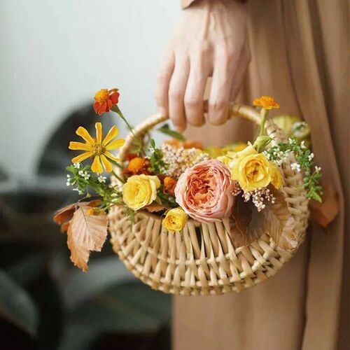Small Flower Basket Willow Rattan Woven Basket Wicker Half M