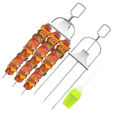 2PCS Barbecue Skewers 14Inch BBQ Shish Kabob Skewer Sticks