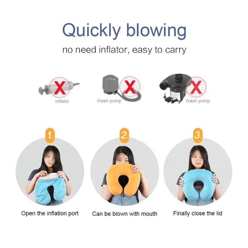 U-shaped Travel Pillow Car Air Flight Office Inflatable Neck图片