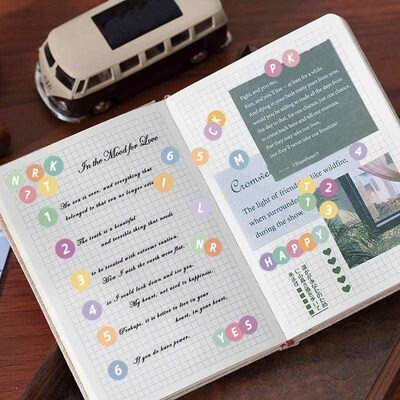 Goka round letter sticker cute color gradient self-adhesive