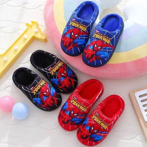 Children Cartoon Spiderman Print Cotton Slipper Soft Autumn