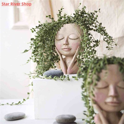 Flower Pot Character Human Face Vase Resin Succulent Plant