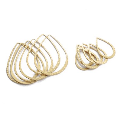 10Pcs Raw Brass Hammered Teardrop Frame Pendant Charms For D