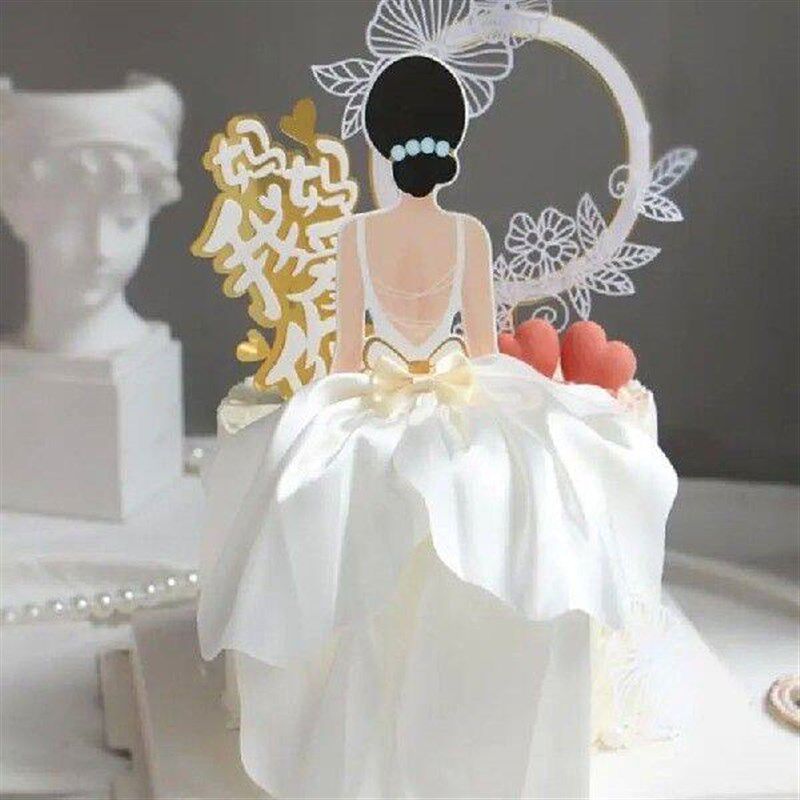 1PC New Creative Happy Birthday Cake Toppers Back Silk - 实物图