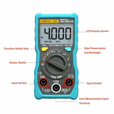 RICHMETERS 404A Digital Multimeter Auto-Ranging Ammeter True
