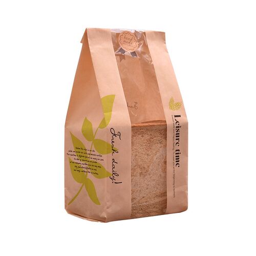 50pcs  Kraft Paper Toast Bread Bag Bakery Cookies Bag Cake P