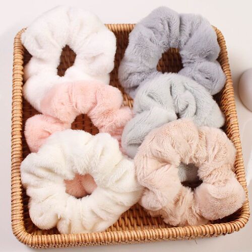 Warm Soft Hair Scrunchies Furry Elastic Hair Band Women Girl