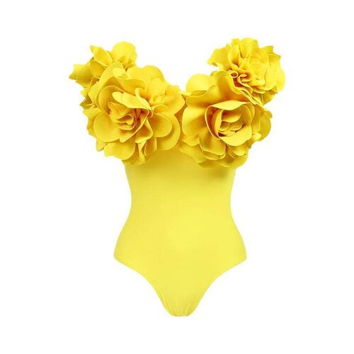 Three dimensional flower one-piece swimsuit womens beach
