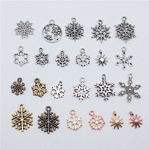 20pcs Metal Zinc Alloy Mix Sizes Snowflakes Charms Fit Jewel