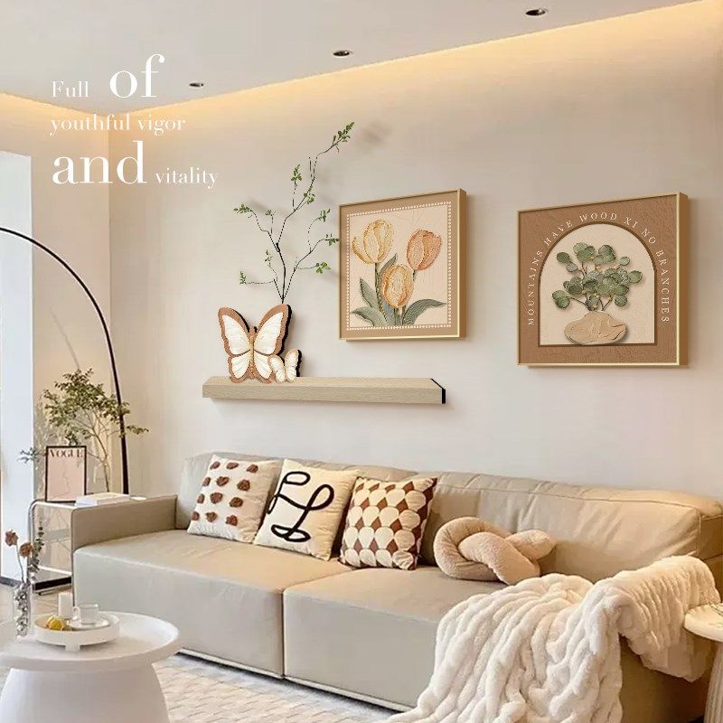 奶油风蝴蝶客厅装饰画电视沙发背景墙面挂画202新款玄关餐厅壁画,家居饰品,现代装饰画,淘宝优惠券,粉丝福利购,淘宝优惠卷
