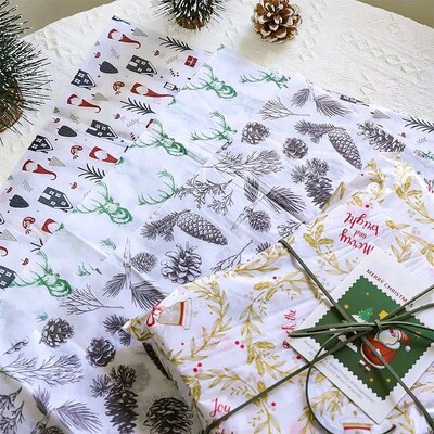 10pcs/bag Tissue Paper Printed Christmas Gift Wrapping Paper